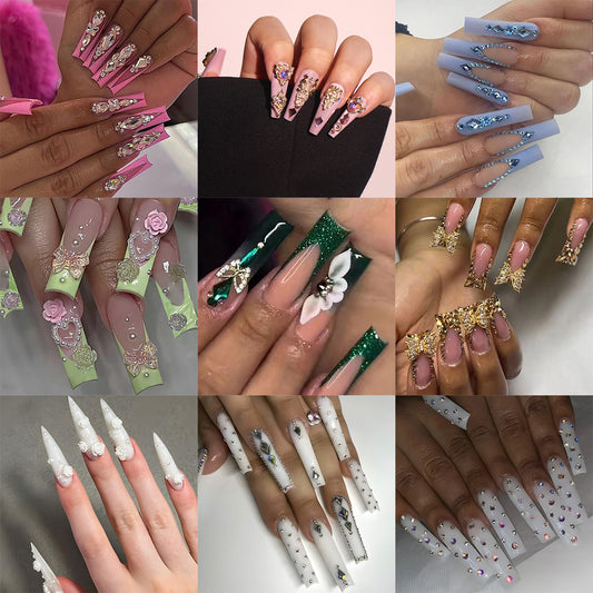 Long Elegant Nail Tips for Summer, Wearable Pads