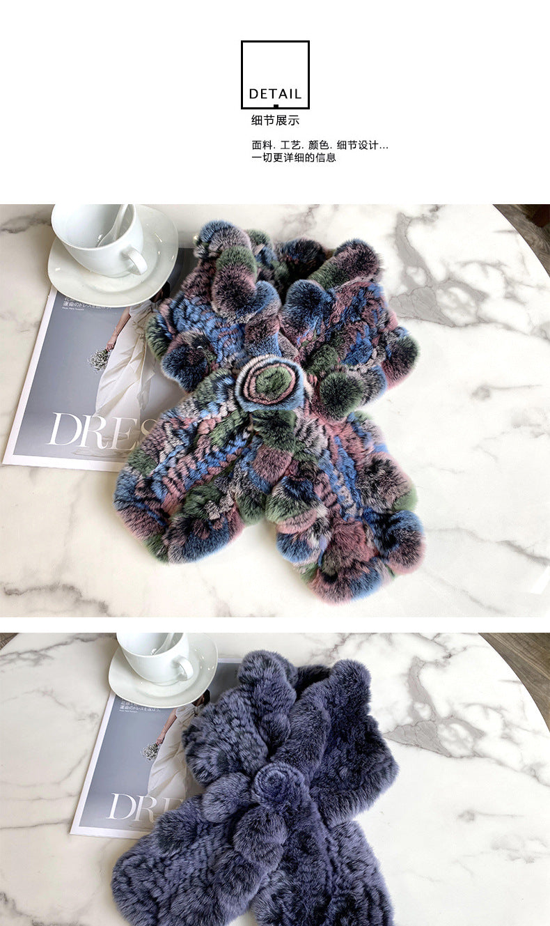 "Fashionable Real Rabbit Fur Scarf - Winter Accessory