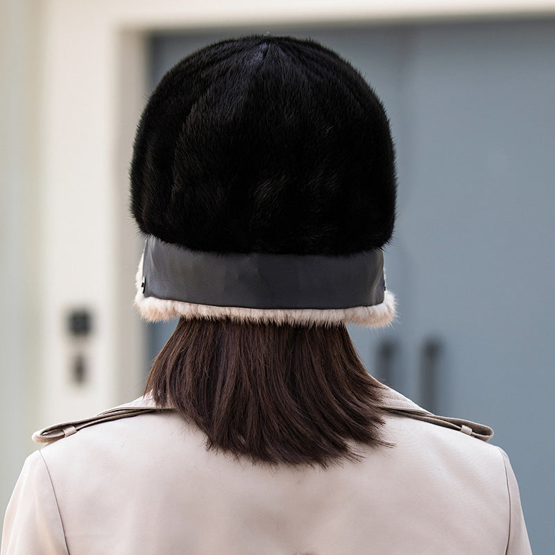 Warm Mink Fur Ear Flap Baseball Cap - Stylish Winter Accessory