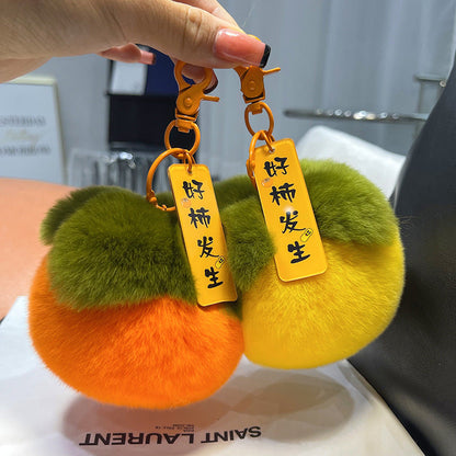 Cute Otter Rabbit Fur Persimmon Keychain Plush Toy Gift