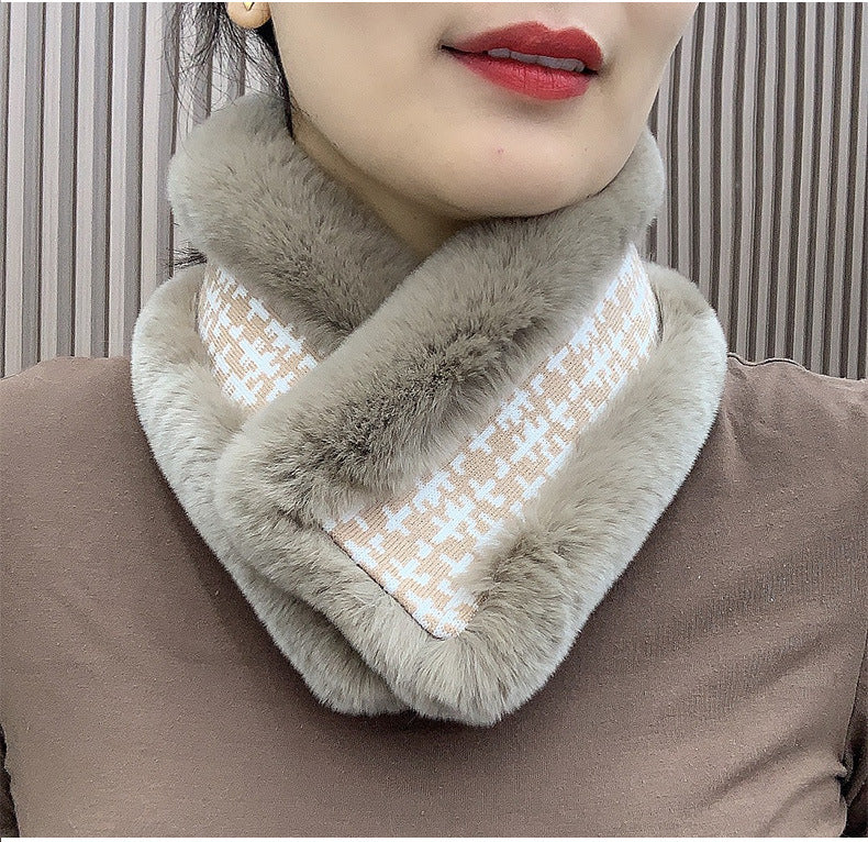 Double-Sided Real Rabbit Fur Scarf - Women's Winter Neck Warmer