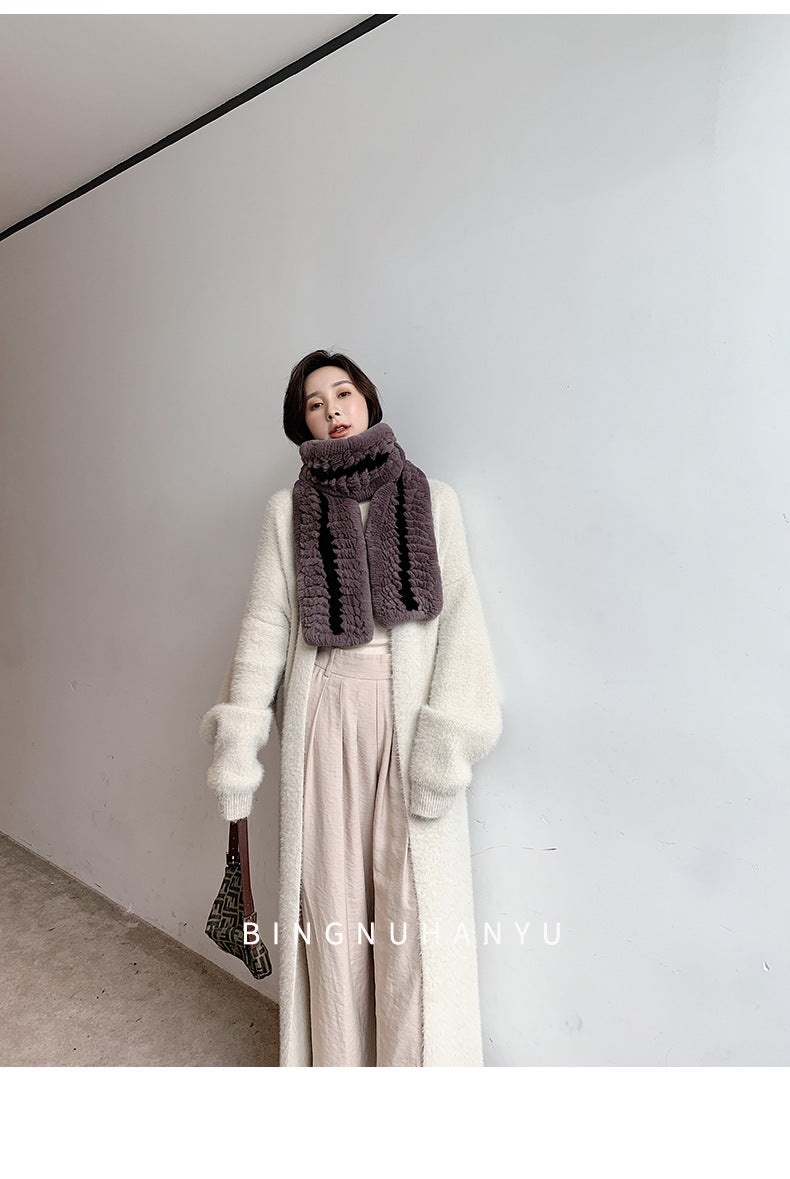 Warm Real Rabbit Fur Scarf - Winter Accessory