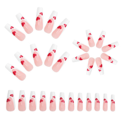 Heart-Shaped Ballet Nail Tips, 24 Pieces Removable