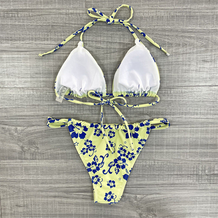 Floral Print Sexy Bandage Bikini Swimwear