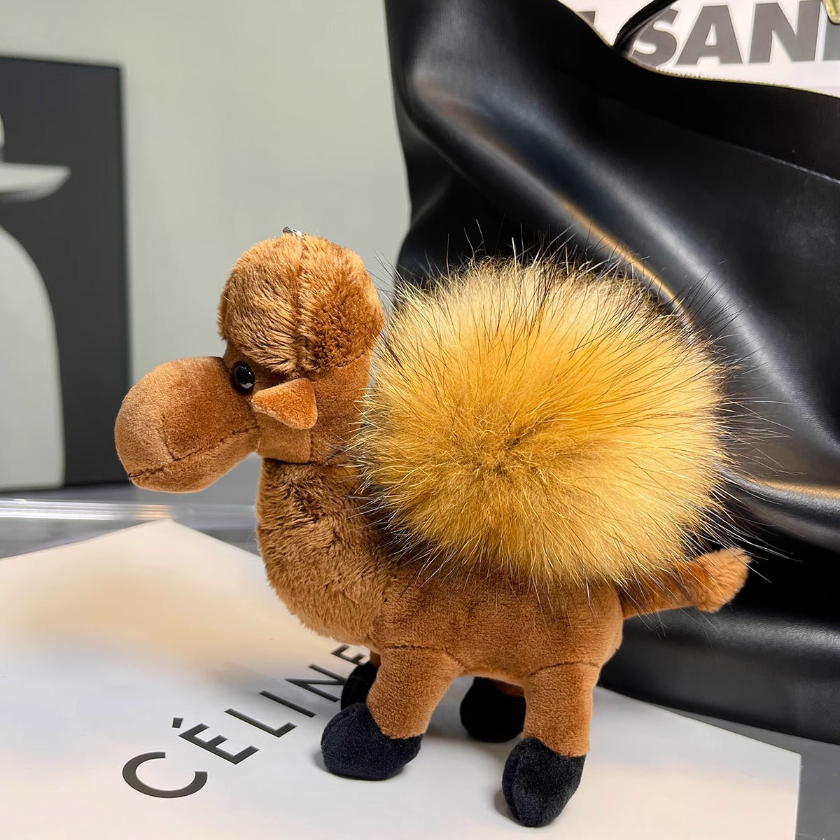 Cute Real Racoon Fur Camel Keychain - Bag Charm