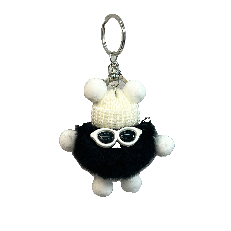 Cute Fuzzy Coal Ball Keychain - 10cm Plush Toy