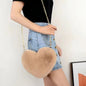 Fashionable Faux Fur Heart-Shaped Chain Crossbody Bag