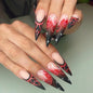 Long Pointed Gothic Halloween Nail Extensions, Dark Style