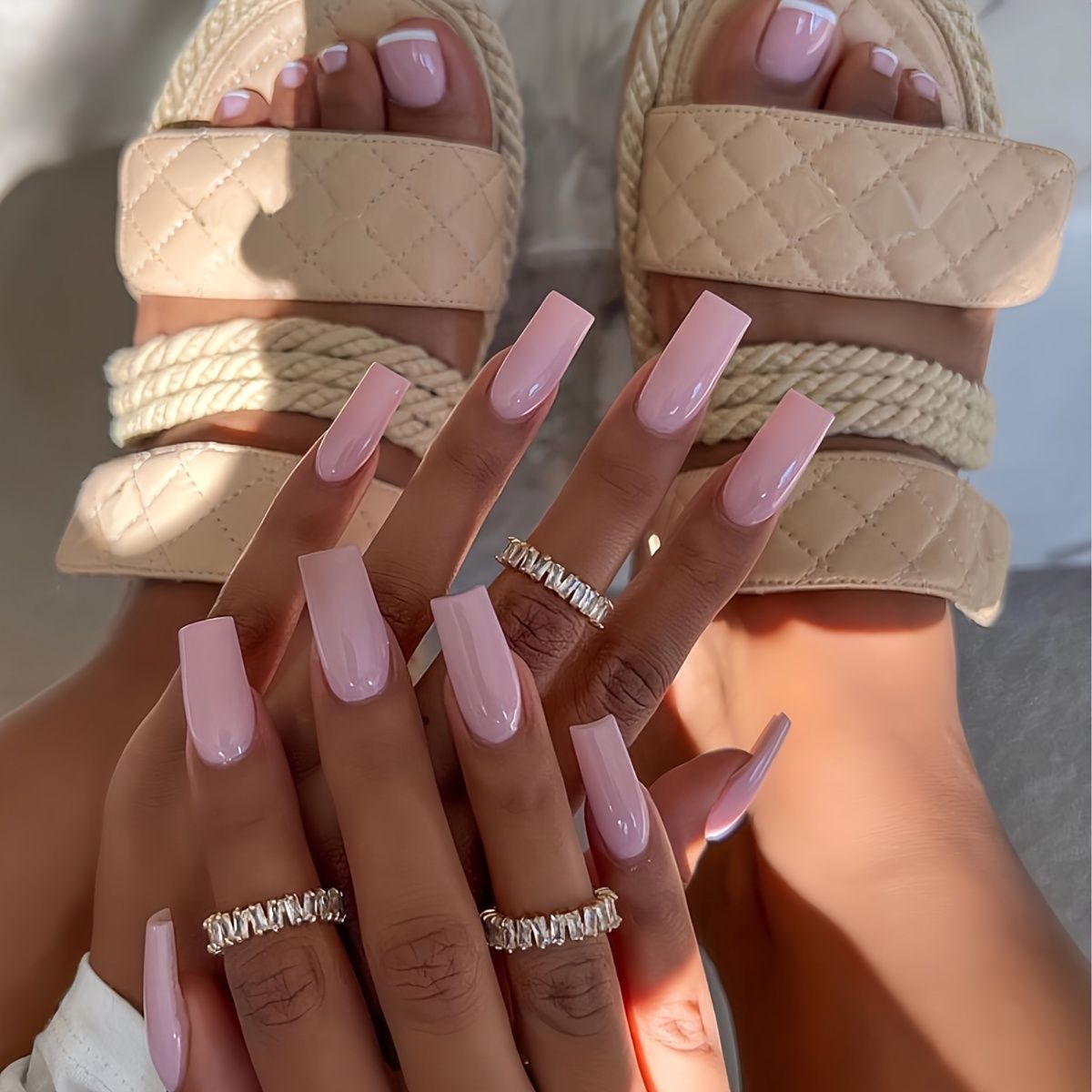 24 Pieces Nude Long Tapered Nails for Edgy Style