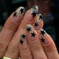 French Almond-Shaped Nail Tips with Sparkle Stars