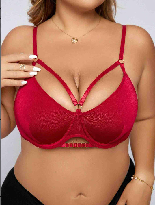 Plus Size Sexy Cotton Cup Strappy Bra