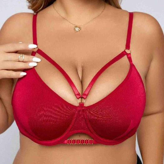 Plus Size Sexy Cotton Cup Strappy Bra