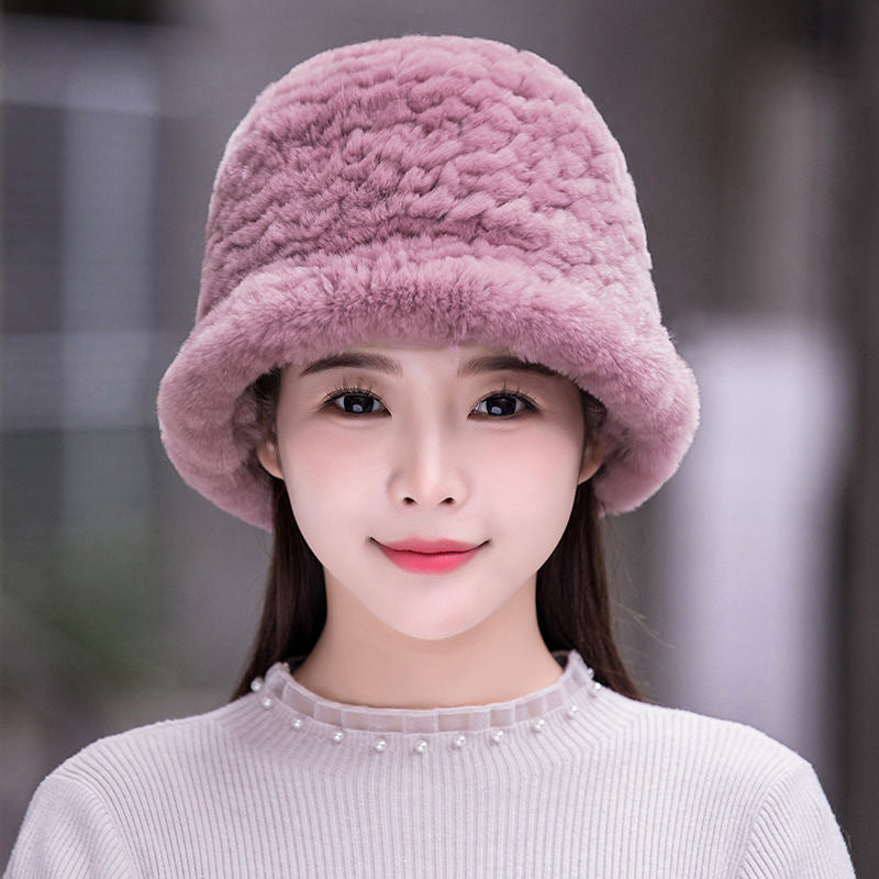 Winter Real Rabbit Fur Bucket Hat - Cozy & Stylish