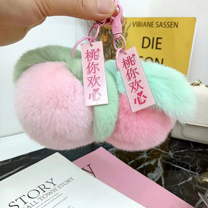 Cute Peach Fur Charm - Ins Style Keychain