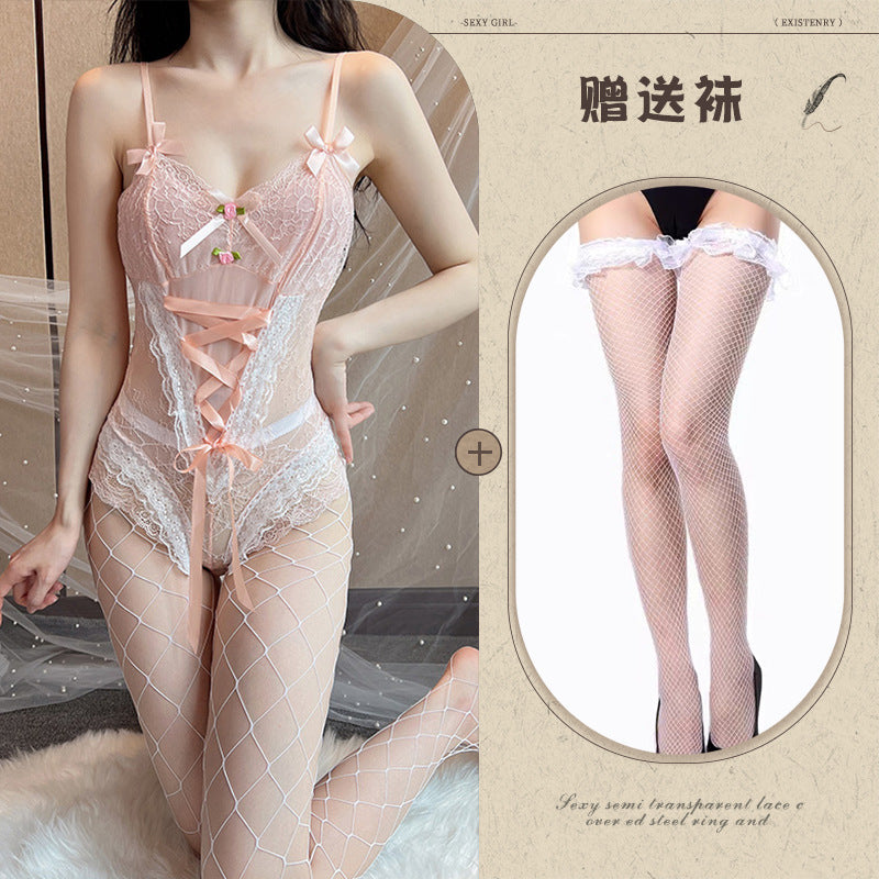 Sexy Lace Strap-on Onesie Set Lingerie