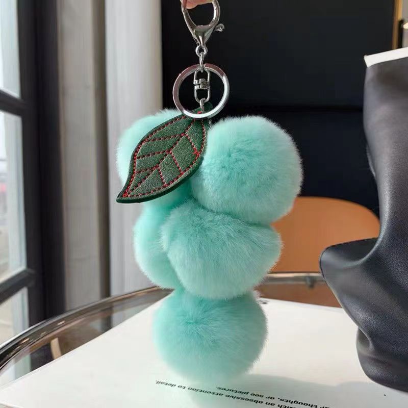 Real Rabbit Fur Grape Charm - Keychain & Bag Decor