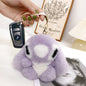 Cute Real Rabbit Fur Stitch Keychain - Accessory