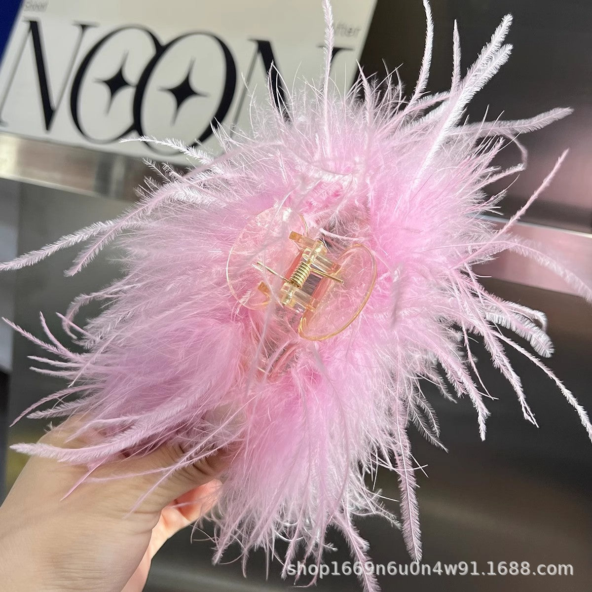 Ostrich Feather Hair Claw Clip Glamorous Accessor