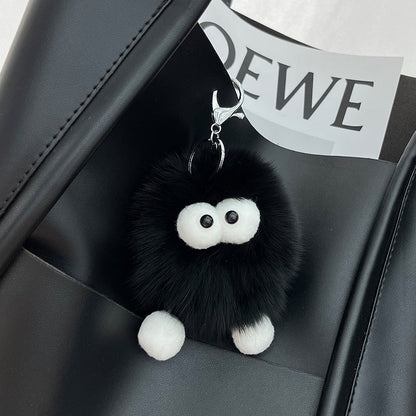 Cute Real Rabbit Fur Monster Keychain - Phone Charm