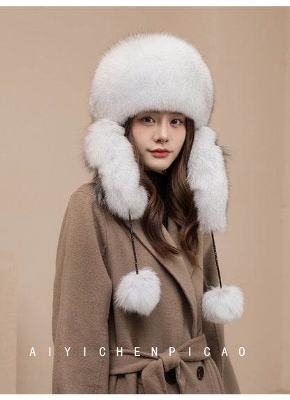 Warm Fox Fur Ear Flap Hat - Winter Fashion Trend