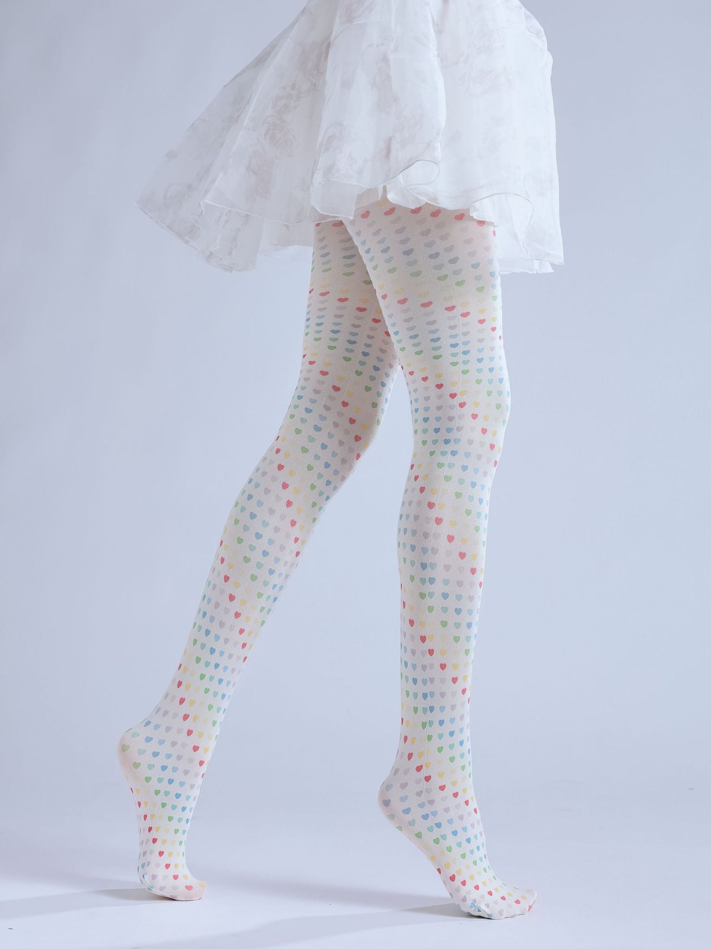 Two-dimensional Loli Outer Socks Colorful Peach Heart Personality Cos Pattern Leggings Printed Pantyhose