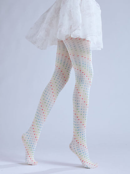 Two-dimensional Loli Outer Socks Colorful Peach Heart Personality Cos Pattern Leggings Printed Pantyhose