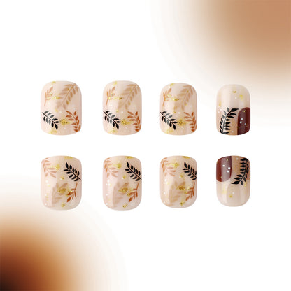 New FashionShort Shiny Autumn/Winter Nail Decals - Leaves, Glitter, Flowers-homeunderwear