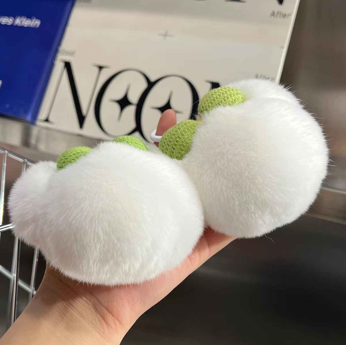 Cute Real Rabbit Fur Mickey Head Keychain with Bow