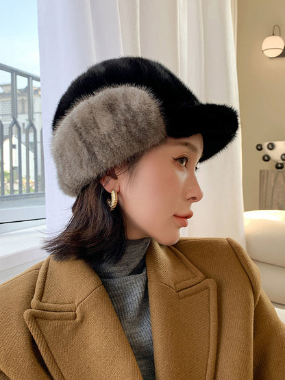 Warm Mink Fur Ear Flap Hat - Unisex Winter Accessory