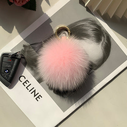 Fox Fur Pom Pom Keychain & Car Charm - Small Size