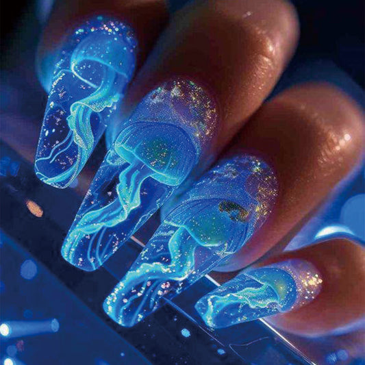 New FashionBlue Jellyfish INS Style Nail Tips