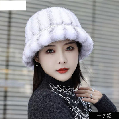 Warm Mink Fur Bucket Hat - Ear Flap Design