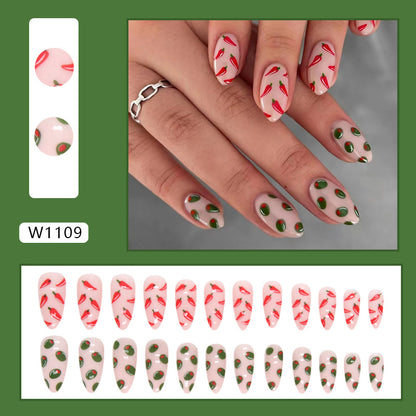 Almond Red Chili Pepper Nails Cute Ins Style-Homeunderwear