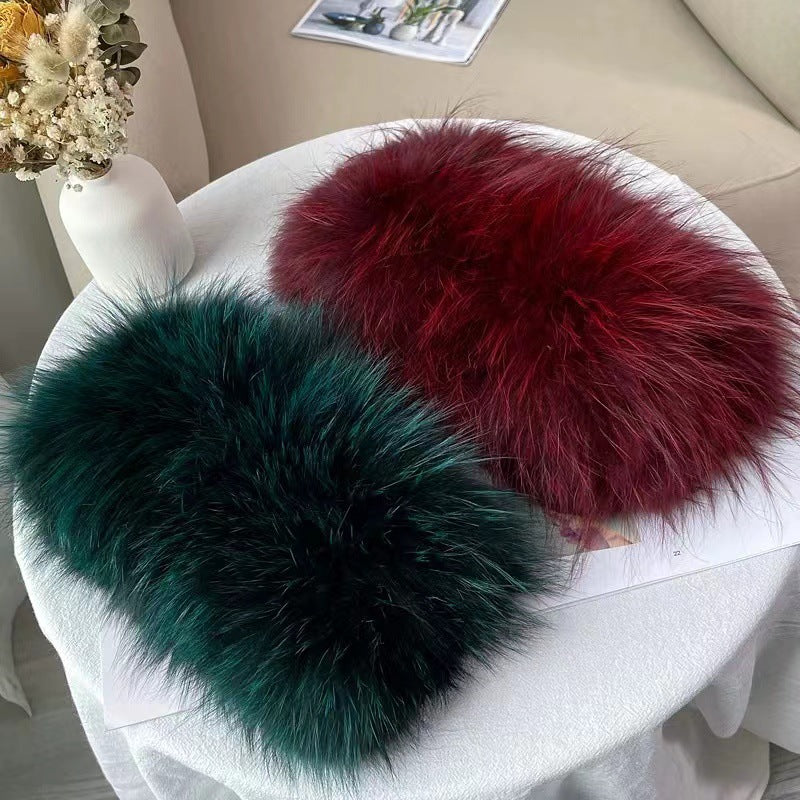 Winter Real Fox Fur Neck Warmer Thick Fur Scarf Headband