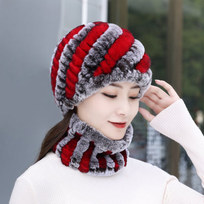 Warm Real Rabbit Fur Winter Hat for Seniors