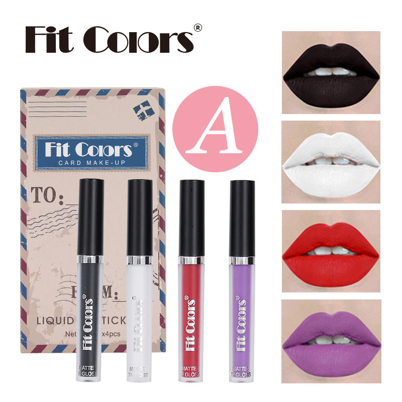 New Fashion 4-Pack Envelope-Style Matte Brown Lip Gloss for Halloween-Homeunderwear