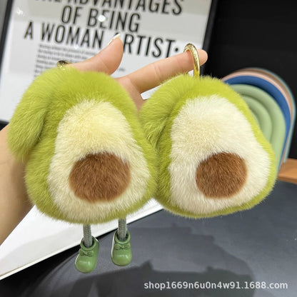 Cute Avocado Keychain - Faux Fur Car Accessory