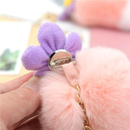 Cute Pink Fuzzy Charm - Real Rabbit Fur Accessory