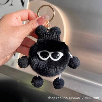 Real Rabbit Fur Cute Otter Ball Keychain