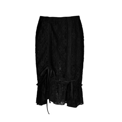 Elegant French Lace Drawstring A-line Mini Skirt