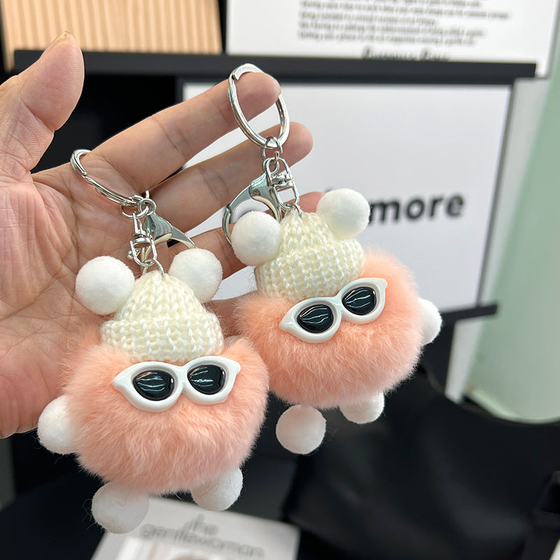 Cute Fuzzy Coal Ball Keychain - 10cm Plush Toy