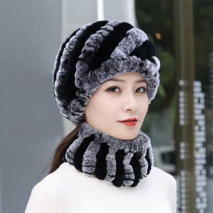 Warm Real Rabbit Fur Winter Hat for Seniors