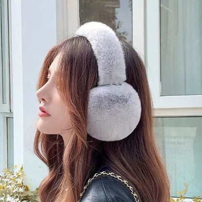 Cute Winter Real Rabbit Fur Ear Muffs - Foldable & Warm