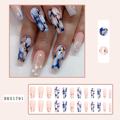 Gold Foil Marble Wearable Nail Tips