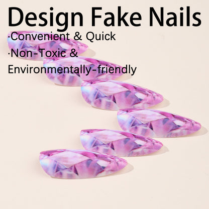 Almond Shape Crystal Gradient Nails