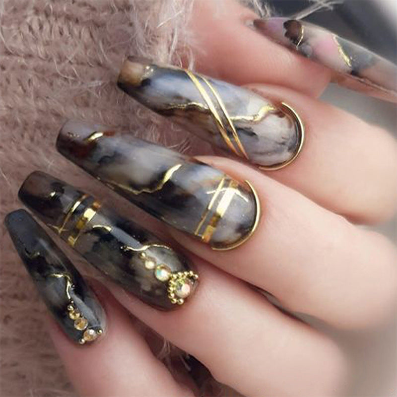 New FashionDark Marble Gradient INS Style Nail Tips