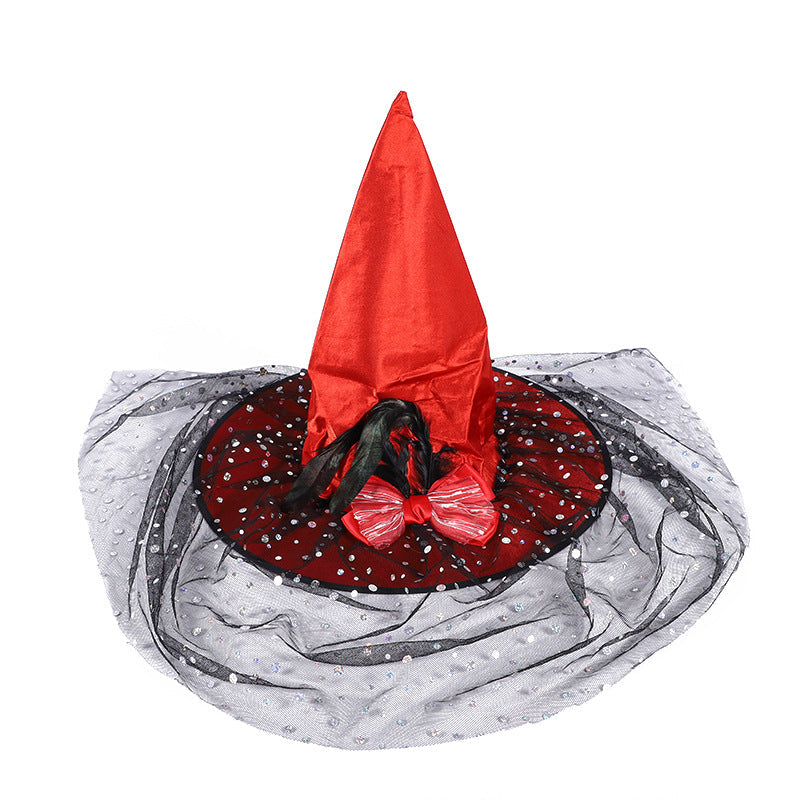 Halloween Rose Mesh Witch Hat