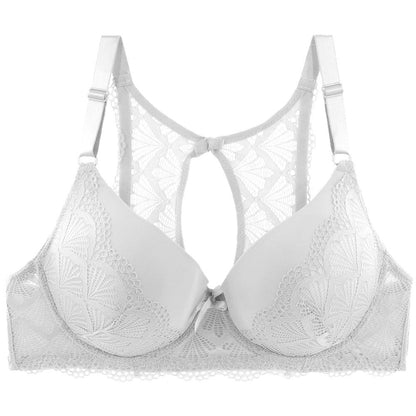 Plus Size Solid Color Lace Bra