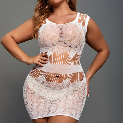 Sexy Plus Size See-Through Hip Bodysuit