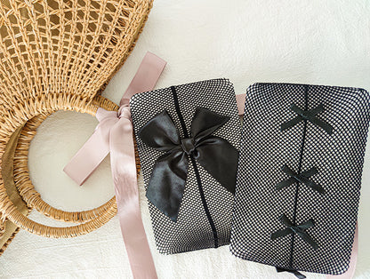 Sexy Long Bow Jk Big Grid Hollowed-out Pantyhose